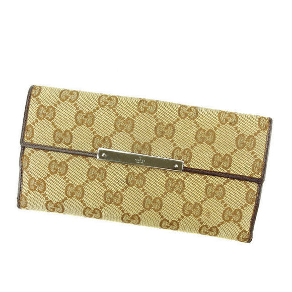 Gucci long GG canvas Wallet brown beige - Picture 1 of 6